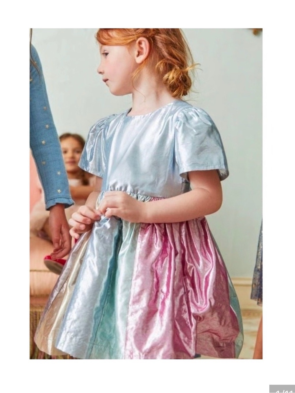 Mini Boden Metallic Rainbow Party Dress Girls 7-8Y